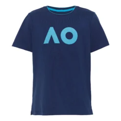 Australian Open AO Stack Print Core Logo Maglietta Uomini - Blu Scuro, Blu