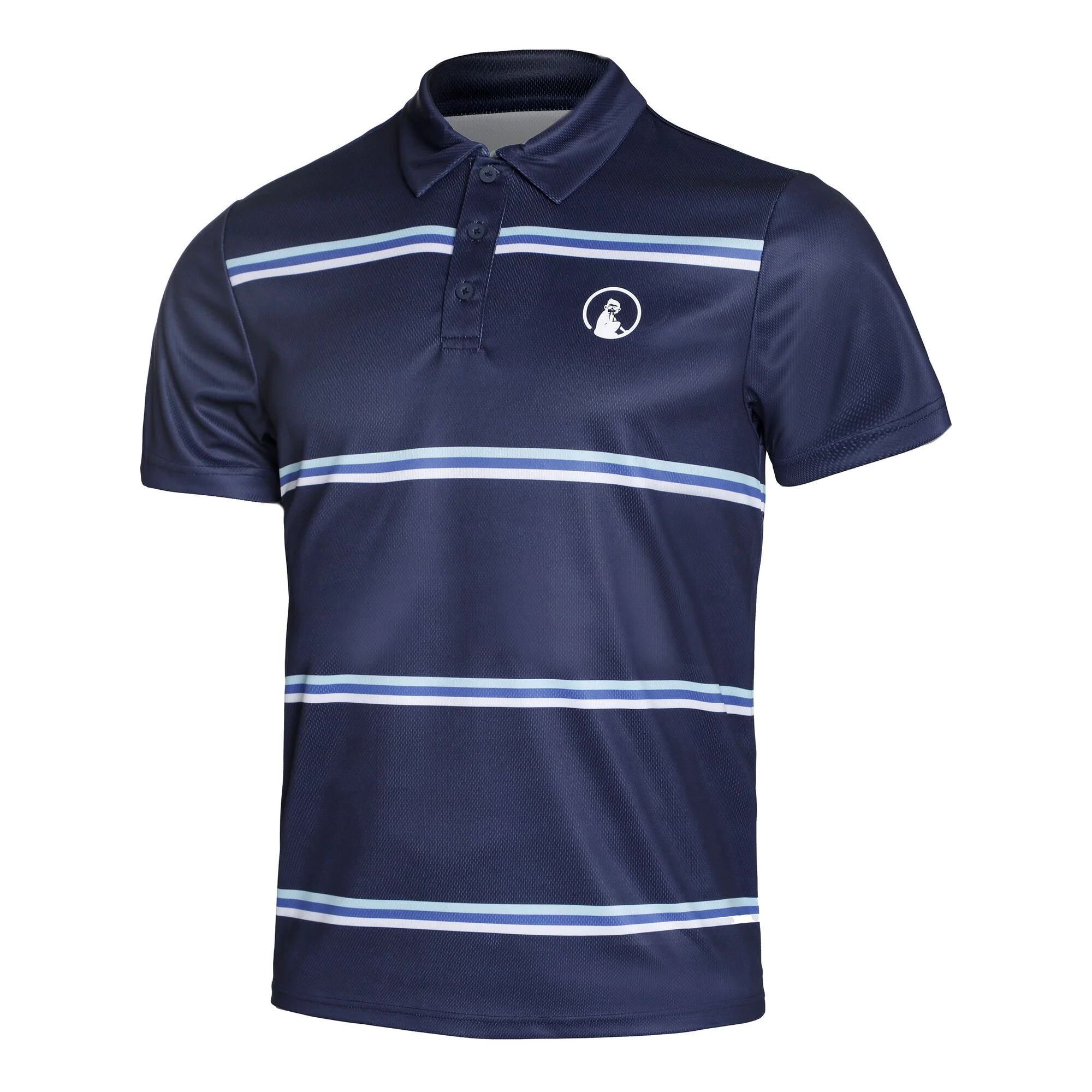 Quiet Please Ocean AOP Stripe Tournament Polo Uomini - Blu