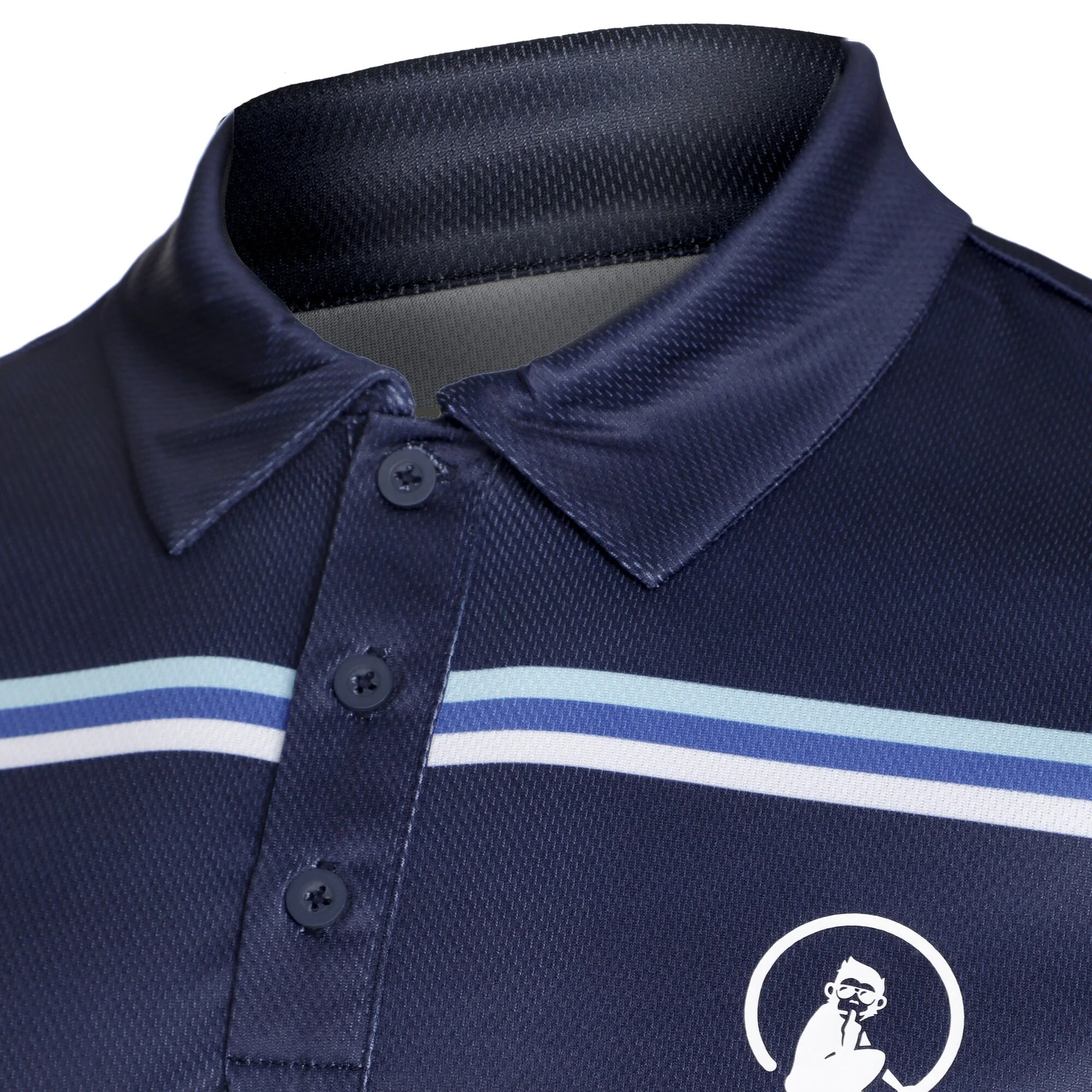Quiet Please Ocean AOP Stripe Tournament Polo Uomini - Blu - immagine 4