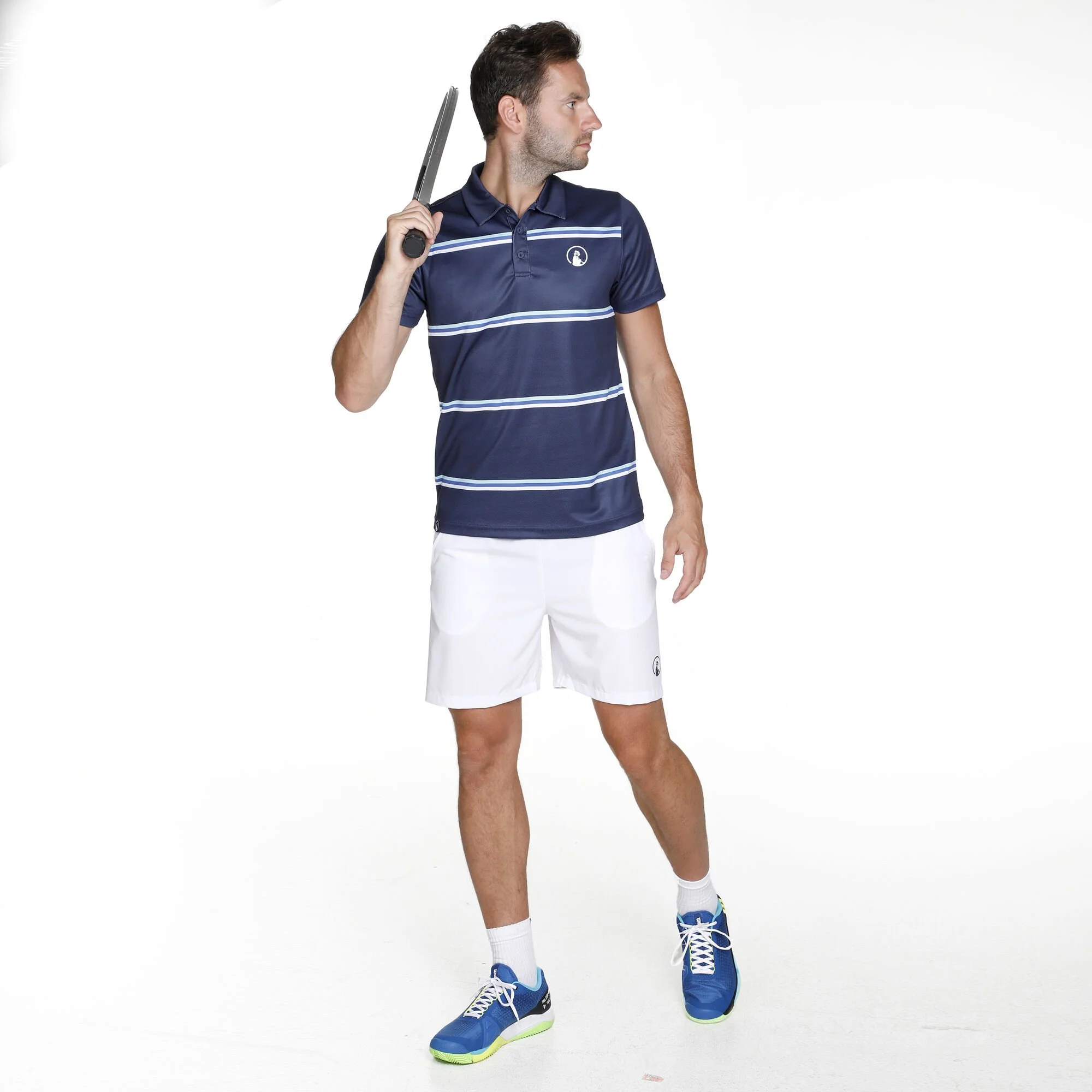 Quiet Please Ocean AOP Stripe Tournament Polo Uomini - Blu - immagine 5