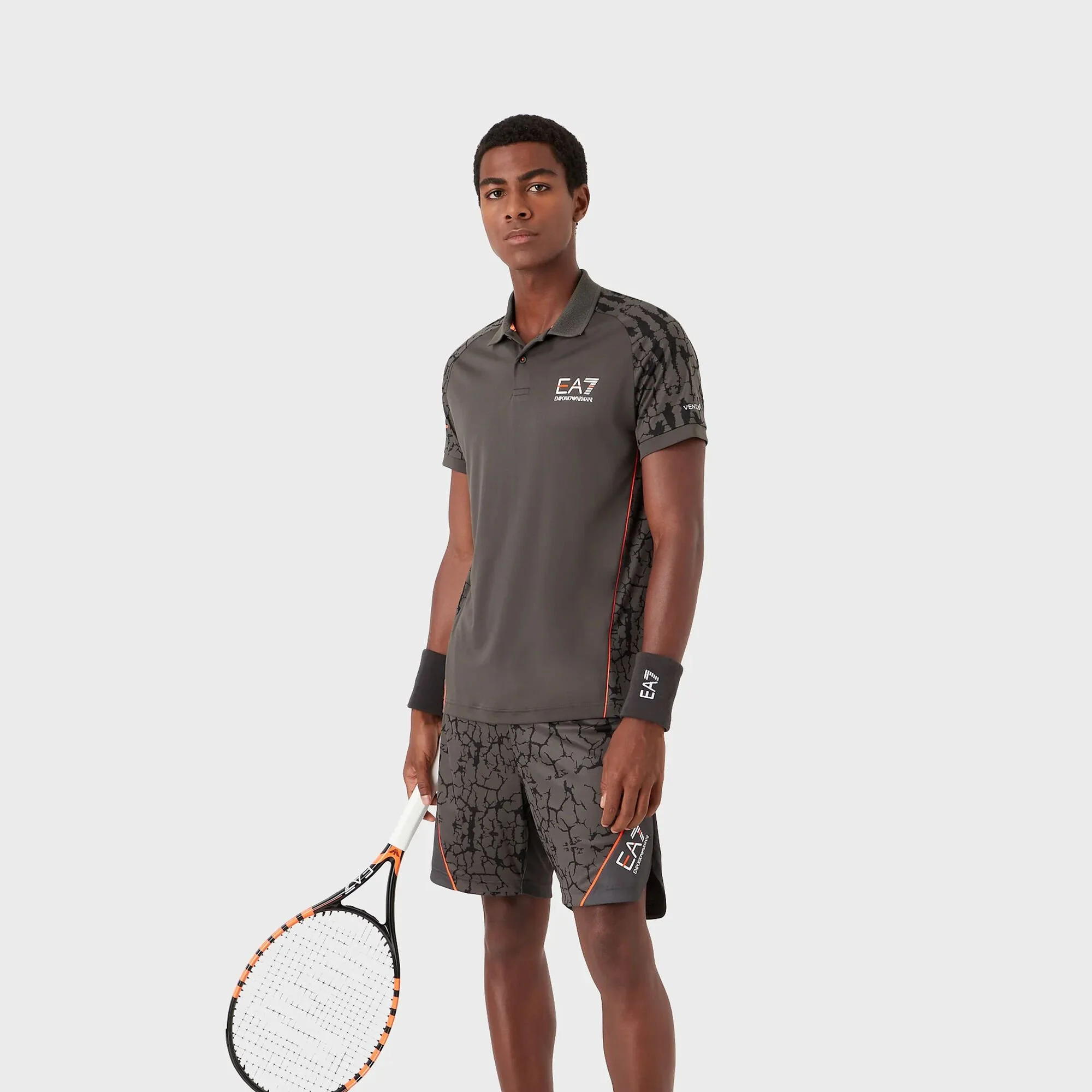EA7 Polo Uomini - Antracite, Arancione - immagine 4