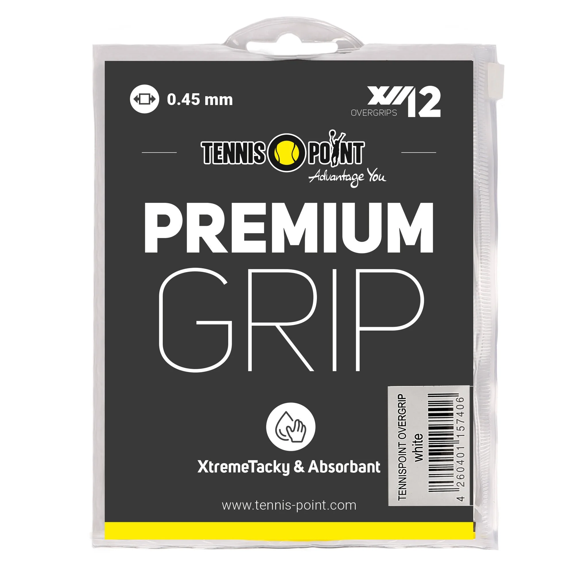 Tennis-Point Premium Grip Confezione Da 12 - Bianco