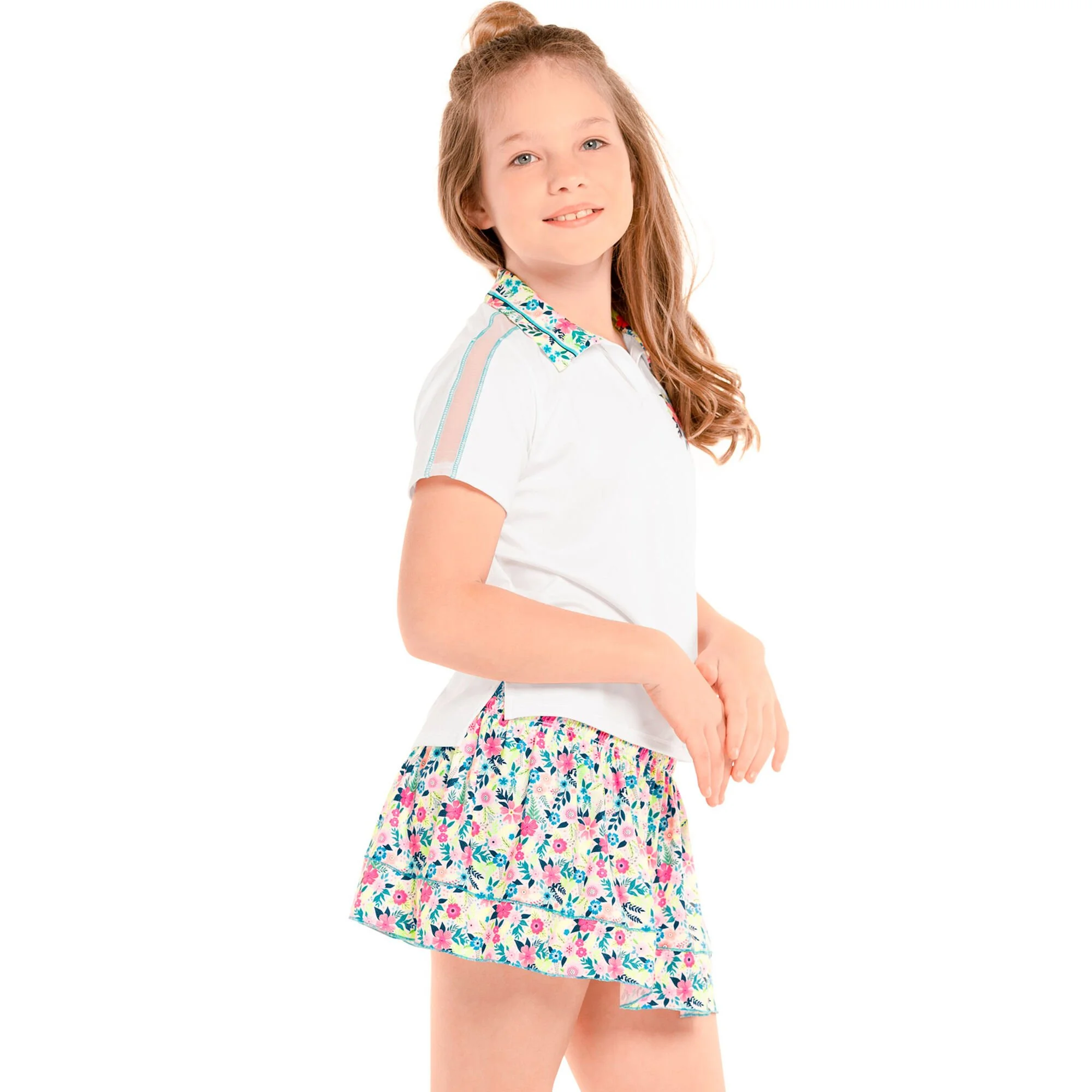 Lucky In Love Flower Frenzy Polo Ragazze - Bianco, Multicolore - immagine 5