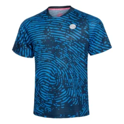 BIDI BADU Fingerprint Round Neck Maglietta Uomini - Blu Scuro, Bianco