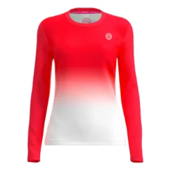BIDI BADU Crew Gradiant Manica Lunga Donna - Rosso, Bianco