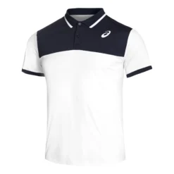 Asics Court Polo Uomini - Bianco, Blu Scuro