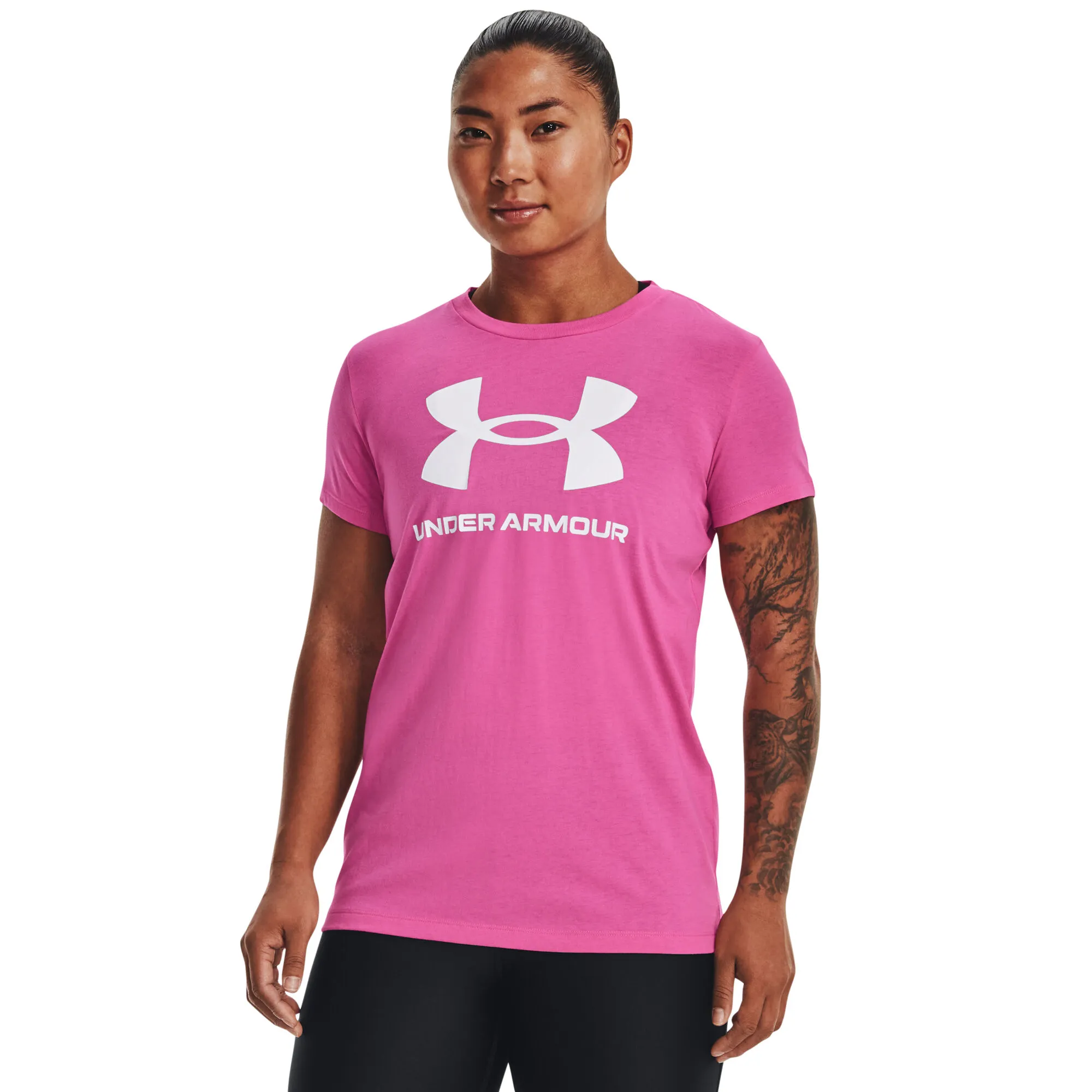 Under Armour Sportstyle Logo Graphic Maglietta Donna - Rosa, Bianco - immagine 3