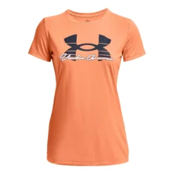 Under Armour Tech Solid Script Graphic Maglietta Donna - Arancione, Nero