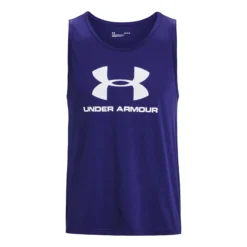 Under Armour Sportstyle Logo Graphic Canottiera Uomini - Blu Scuro, Bianco