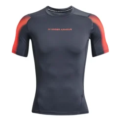 Under Armour Heatgear Novelty Maglietta Uomini - Grigio Scuro, Arancione