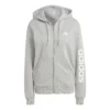 ADIDAS Essentials Linear Full-Zip French Terry Felpa Donna - Grigio Chiaro, Bianco
