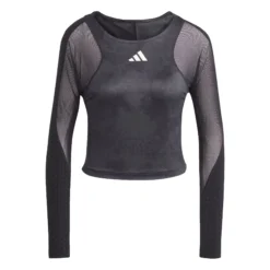 ADIDAS Paris Crop Manica Lunga Donna - Grigio Scuro, Nero