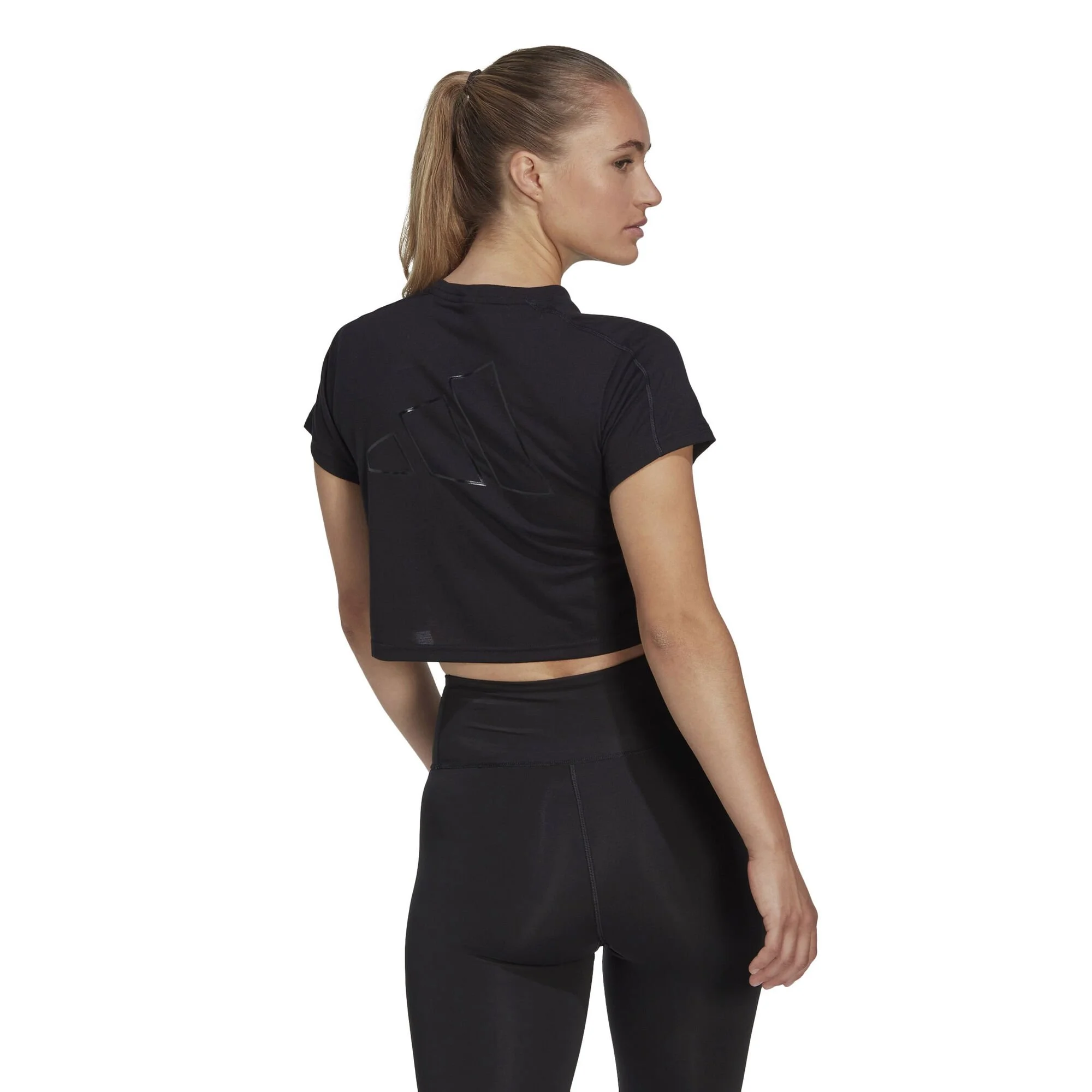 ADIDAS Essentials AEROREADY Train 3 Bar Logo Crop Maglietta Donna - Nero - immagine 3