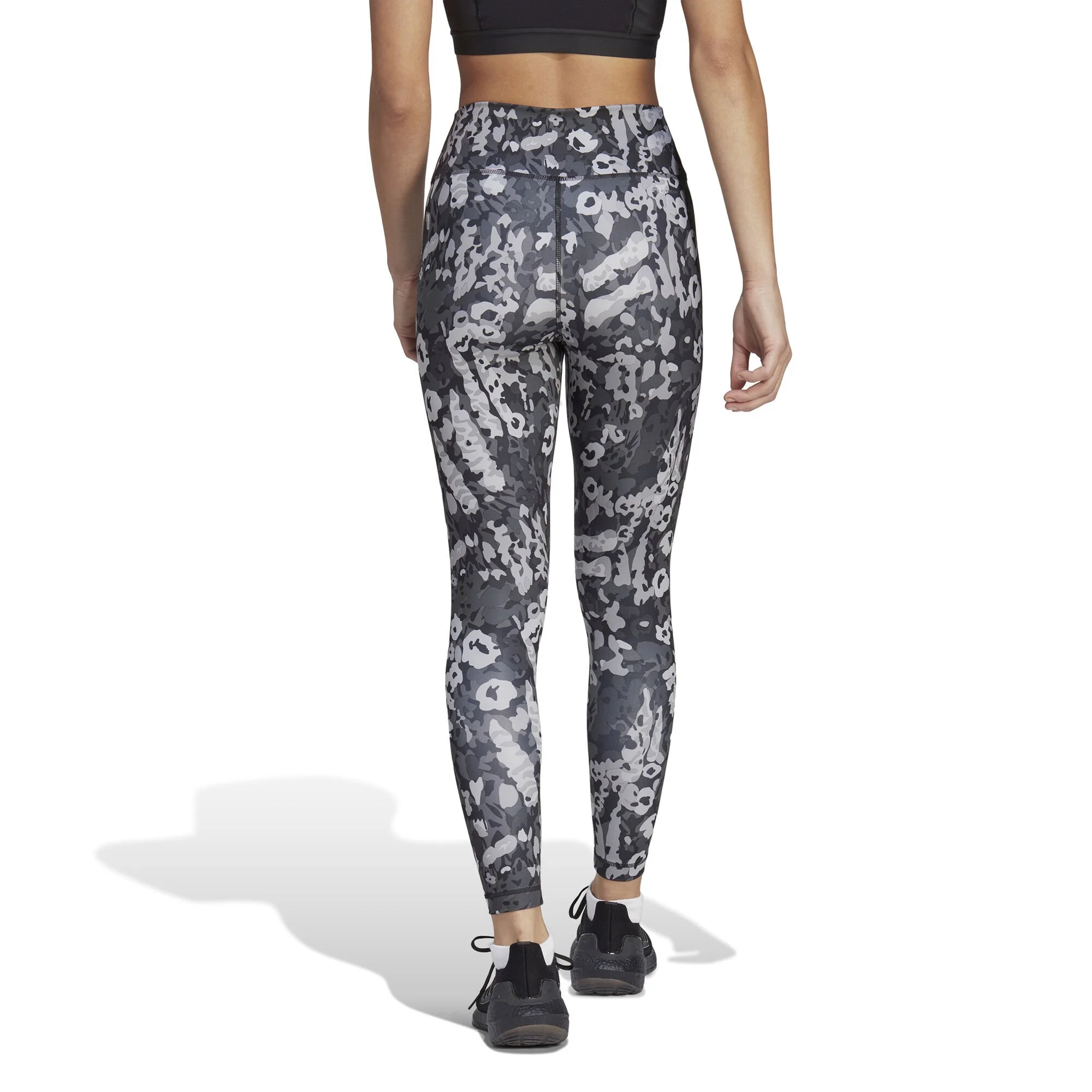 ADIDAS Essentials Train Printed High-Waisted Calzamaglia Donna - Grigio Scuro, Bianco - immagine 3