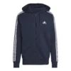 ADIDAS Essentials French Terry 3-Stripes Full-Zip Felpa Uomini - Blu Scuro, Bianco