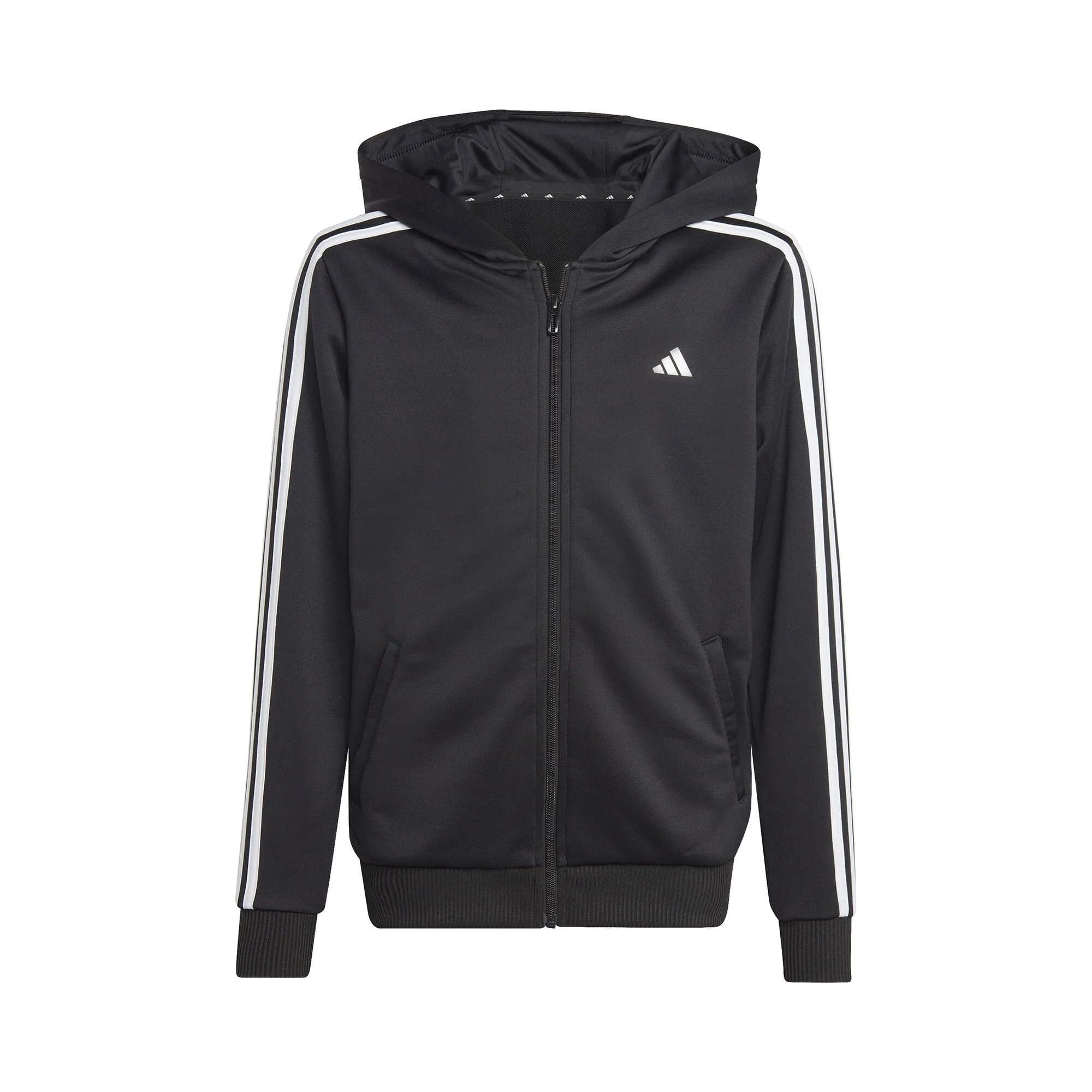 ADIDAS Essentials Train AEROREADY 3-Stripes Regular-Fit Full-Zip Felpa Ragazzi - Nero, Bianco