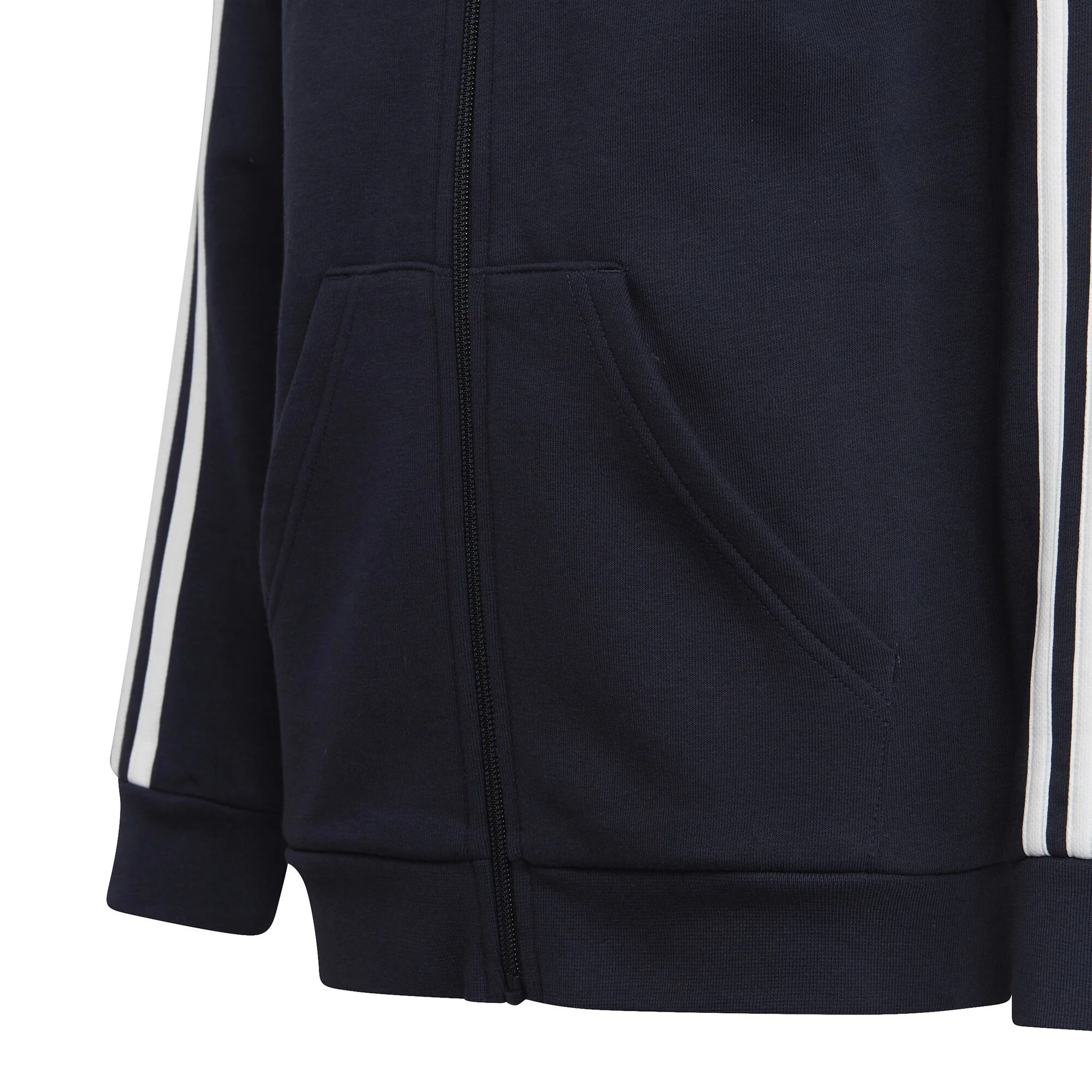 ADIDAS 3-Stripes Fleece Full-Zip Felpa Ragazzi - Blu Scuro, Bianco - immagine 3
