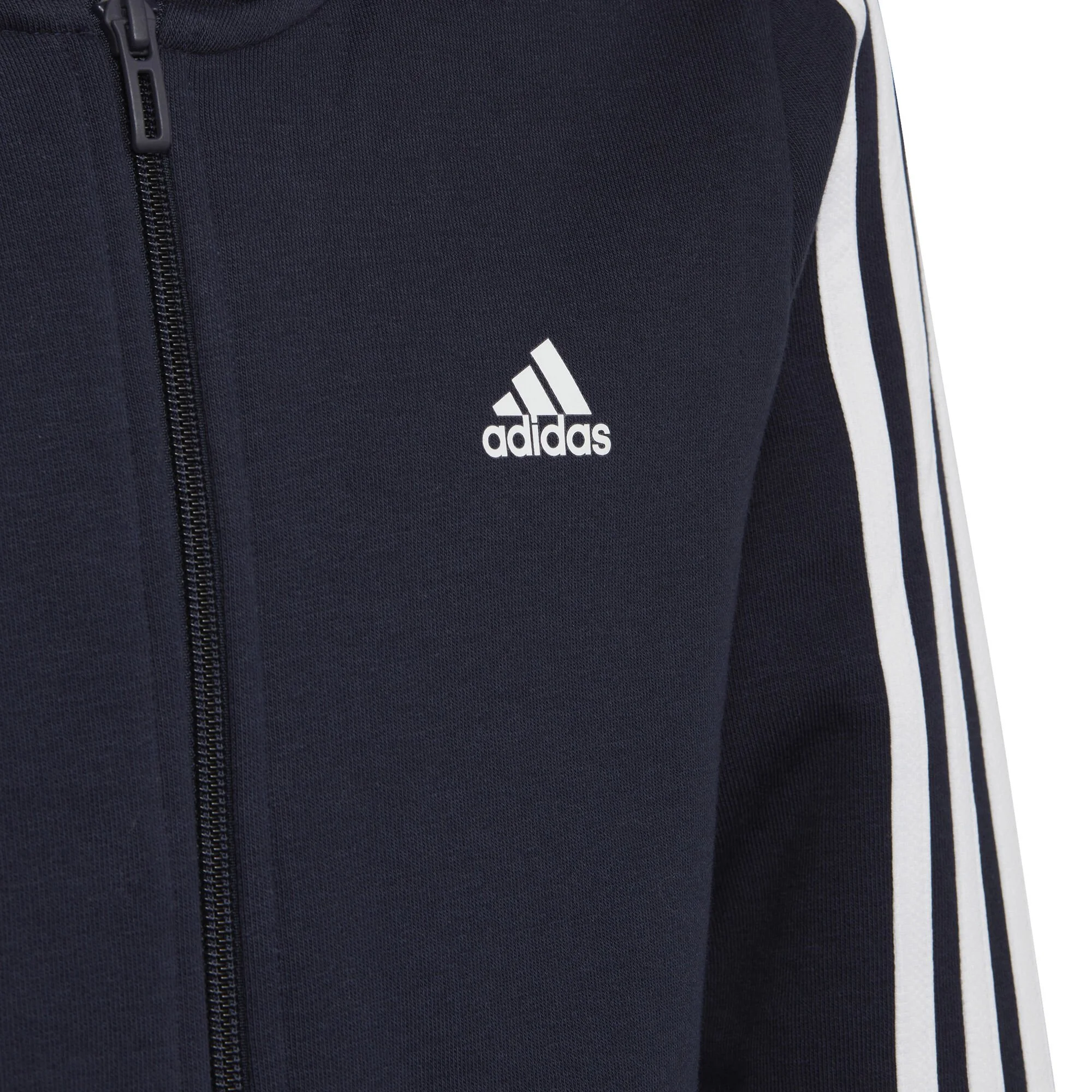 ADIDAS 3-Stripes Fleece Full-Zip Felpa Ragazzi - Blu Scuro, Bianco - immagine 5