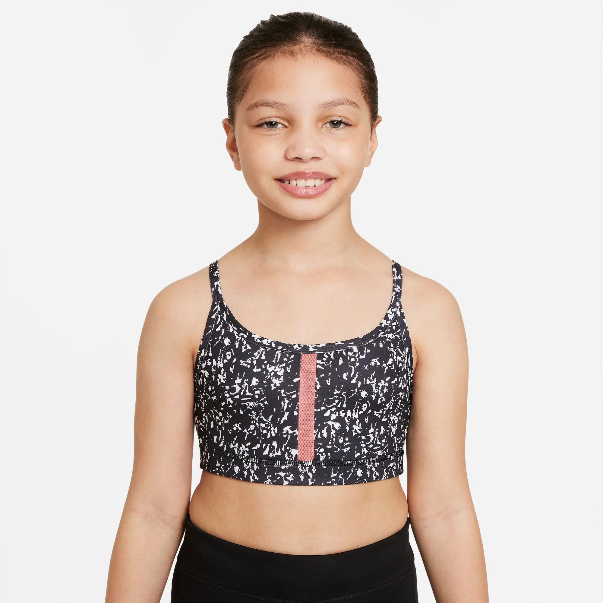 Nike Dri-Fit Icon Indy All Over Print Reggiseni Sportivi Bambini - Nero, Bianco - immagine 5