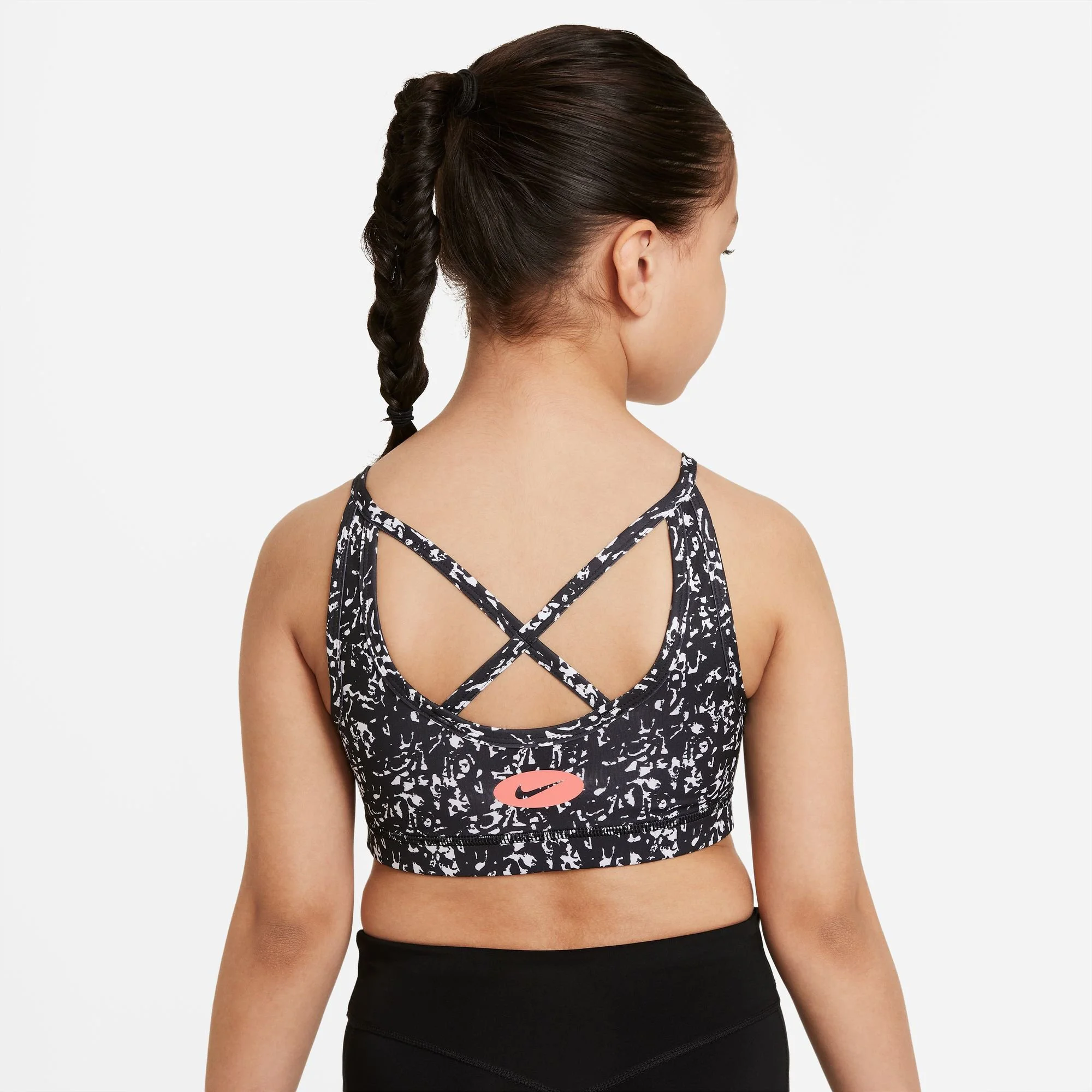 Nike Dri-Fit Icon Indy All Over Print Reggiseni Sportivi Bambini - Nero, Bianco - immagine 7