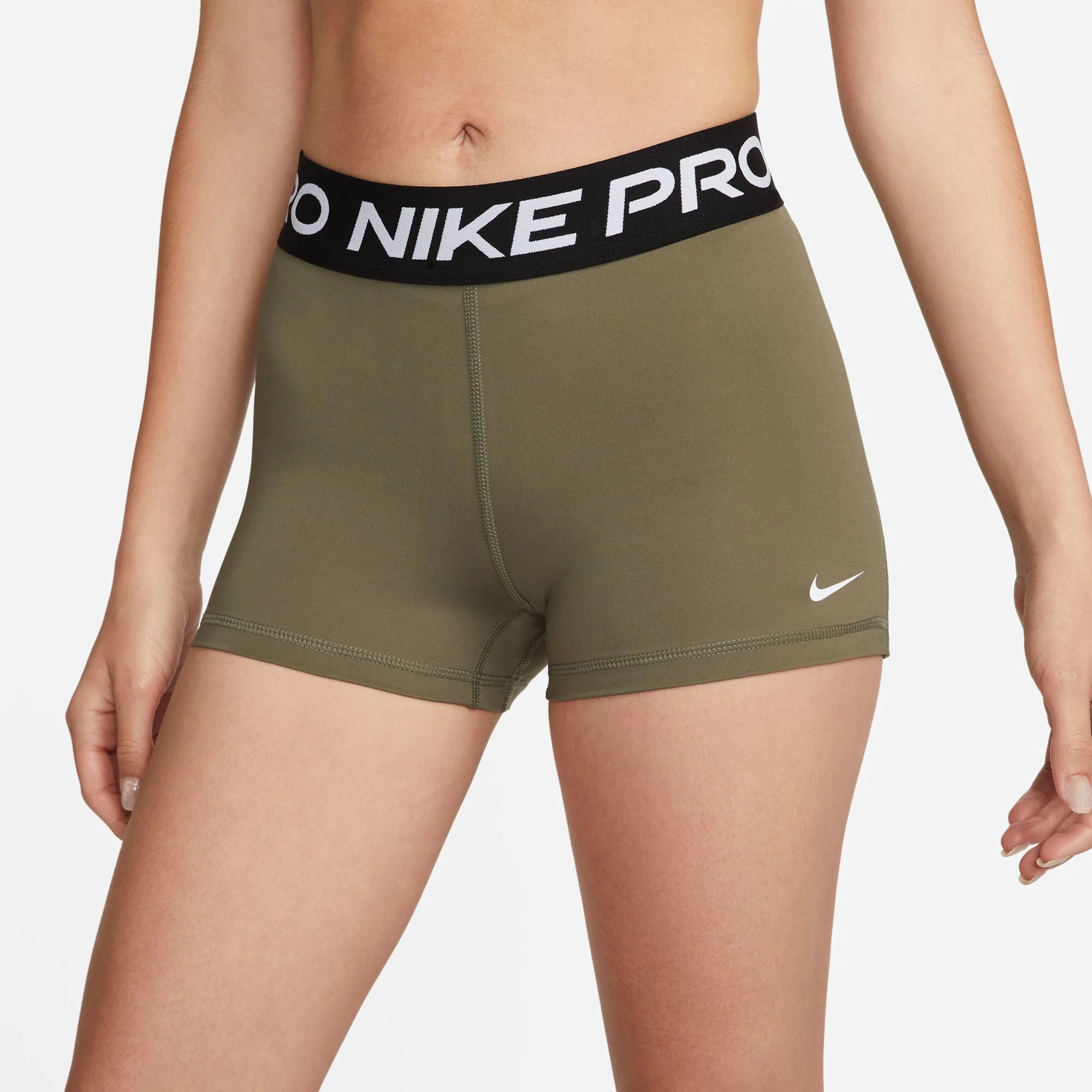 Nike Pro 3in Pantaloncini Donna - Verde, Nero - immagine 4