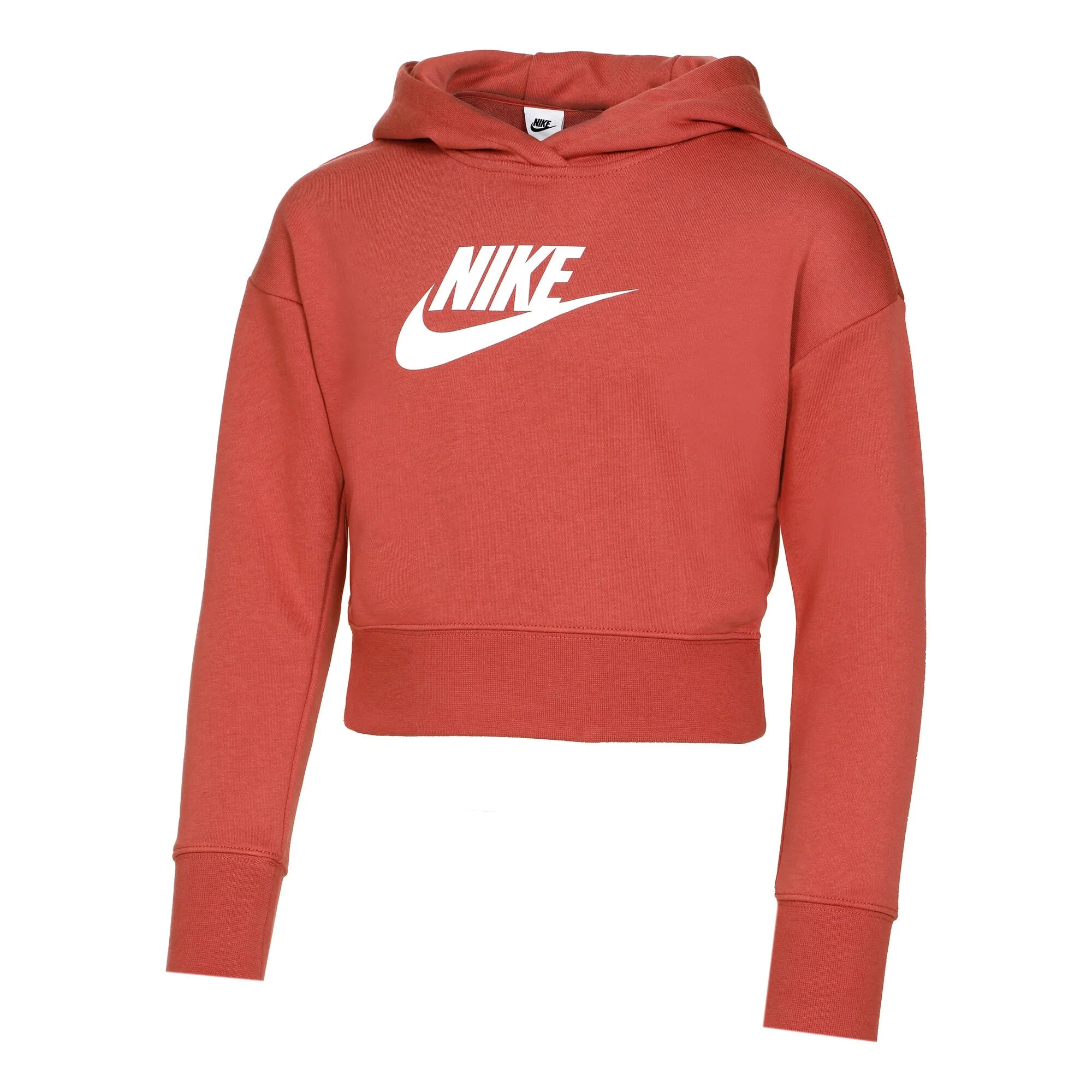 Nike Sportswear Club French Terry Cropped Felpa Con Cappuccio Ragazze - Arancione, Bianco