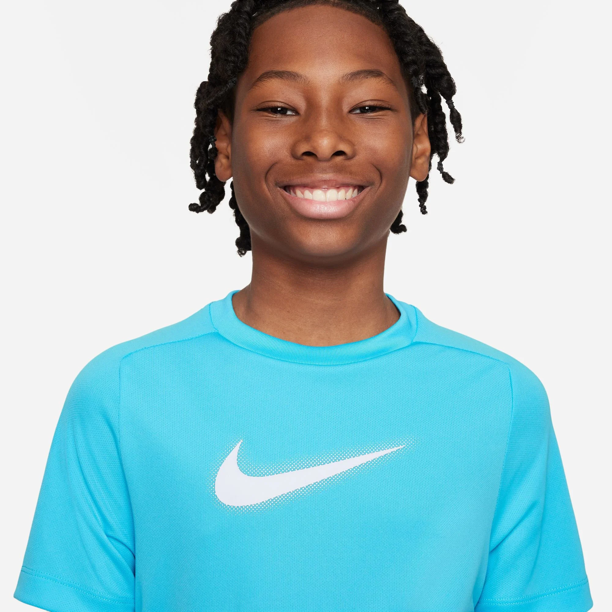 Nike Dri-Fit Graphic Maglietta Ragazzi - Blu Chiaro, Bianco - immagine 7