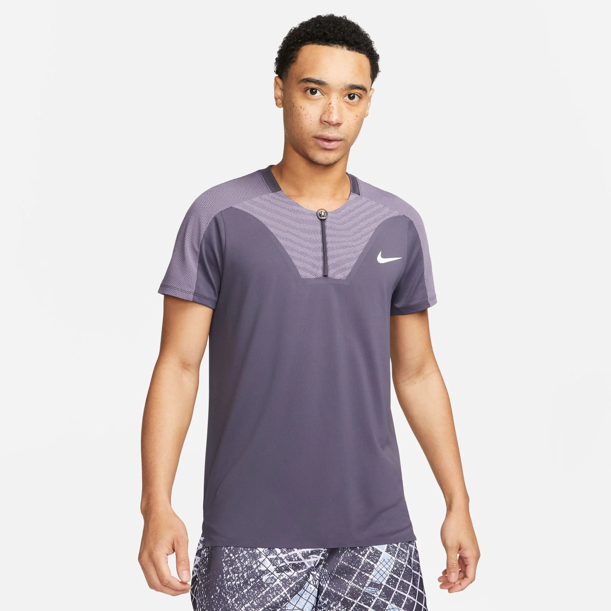 Nike Dri-Fit Advantage Court Slim UL RG Polo Uomini - Grigio, Lilla - immagine 5