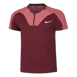 Nike Dri-Fit Advantage Court Slim UL RG Polo Uomini - Rosso Scuro, Rosa Antico