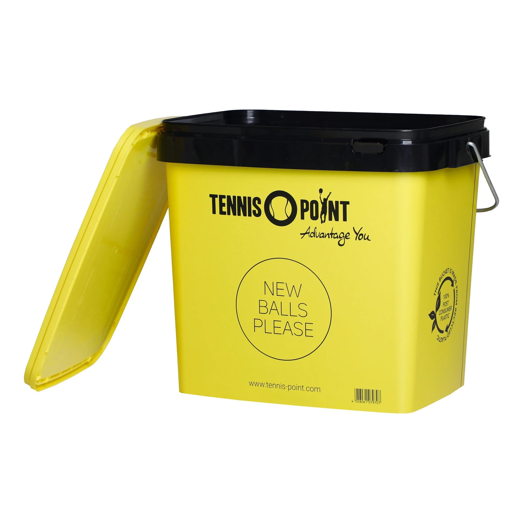 Tennis-Point Secchiello Per Palline Con Copertura, Quadrato - Giallo - immagine 2